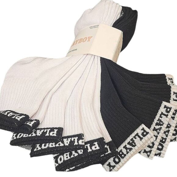 Playboy 6-PK Logo Band Quarter Socks - Picture 1 of 6